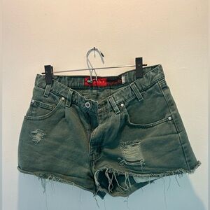 90s Levis Silvertab cut off shorts | rare sage color | size 33 waist